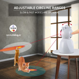 این اسباب بازی دارای محدوده دایره ای قابل تنظیم با قرار دادن سر لیزر بر روی نقاط مختلف درز پایه است، لیزر حیوان خانگی هیجان انگیز به صورت دایره ای در طول طبقه یا دیوار می چرخد و غریزه شکار طبیعی حیوانات را تحریک می کند.