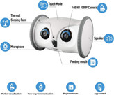 دوربین Full HD و دید در شب: دوربین 1080p Full HD پت با زوم 4 برابری و دید در شب، شما قادر خواهید بود حیوان خانگی خود را در روز و شب به وضوح ببینید، تصاویر یا ویدیوهای با کیفیت بالا ذخیره کنید و ربات جغد را به صورت انعطاف پذیر کنترل کنید.