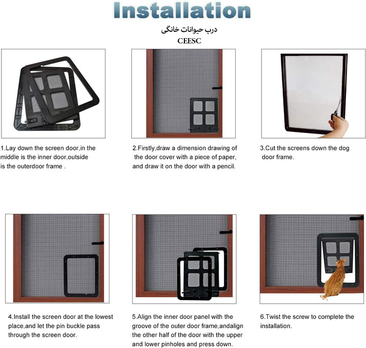 اندازه بیرونی: 9.4 اینچ x 11.4 اینچ 0.4 اینچ (W x H x D)، اندازه داخلی: 7.5 اینچ x 9.4 اینچ (W x H)، اندازه برش: 7.5 اینچ x 9.4 اینچ (W x H)، مناسب برای گربه و سگ سبک تر از 26 پوند و دور کمر کمتر از 23.6 اینچ