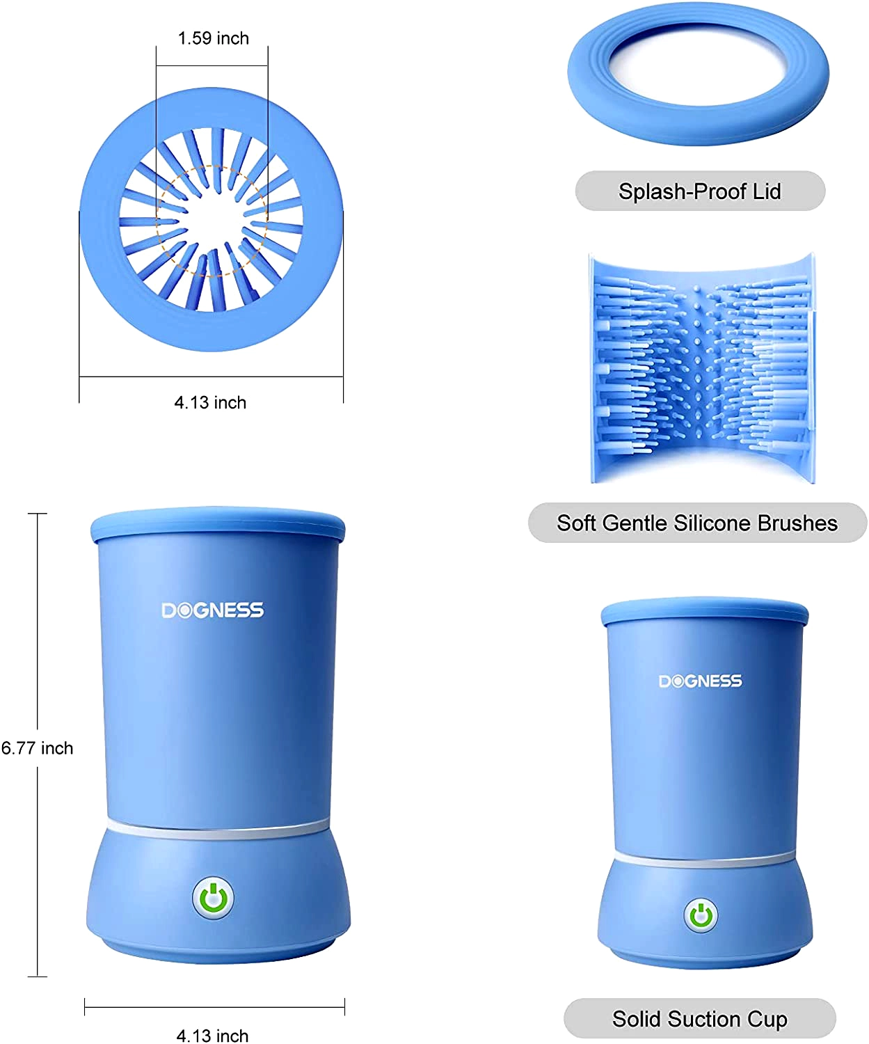 پاک کننده پنجه سگ خودکار با یک دکمه، شارژ USB با باتری لیتیومی قابل شارژ داخلی 2000 میلی آمپر ساعتی، شارژ کامل 2.5 ساعت می تواند به مدت 10 روز دوام بیاورد، کابل USB شامل (بدون دوشاخه) 