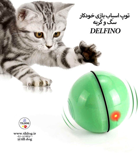 توپ اسباب بازی خودکار ، سگ و گربه برند : DELFINO کد : T340
