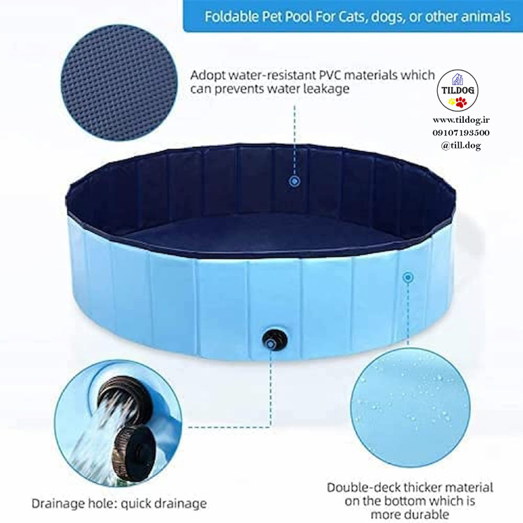 یک استخر قابل حمل و بدون لغزش مناسب سگ های بزرگ و متوسط برای استفاده در فضای بازمی باشد.