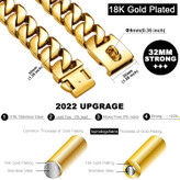 طلای 18 عیار بر روی زنجیر استیل ضد زنگ جلا داده شده با استحکام و سختی بالا، سنگین، بادوام، بدون زنگ زدگی یا کدر شدن، تضمین کننده استفاده چندین ساله