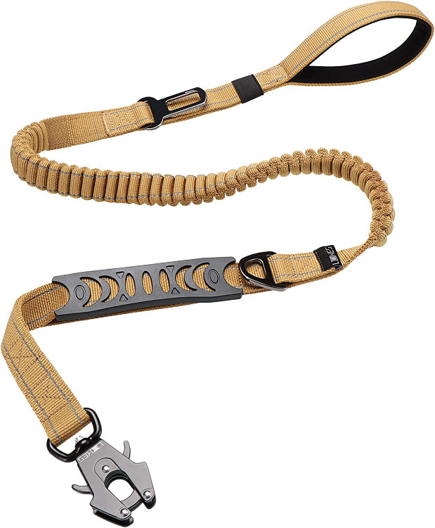 لید/ بند تسمه ای قلاده سگ سنگین ، بند سگ قابل تنظیم با کمربند ایمنی خودرو، بند سگ کشی 4-5FT، کانکتور تحمل بار تاکتیکی سنگین آزادسازی سریع