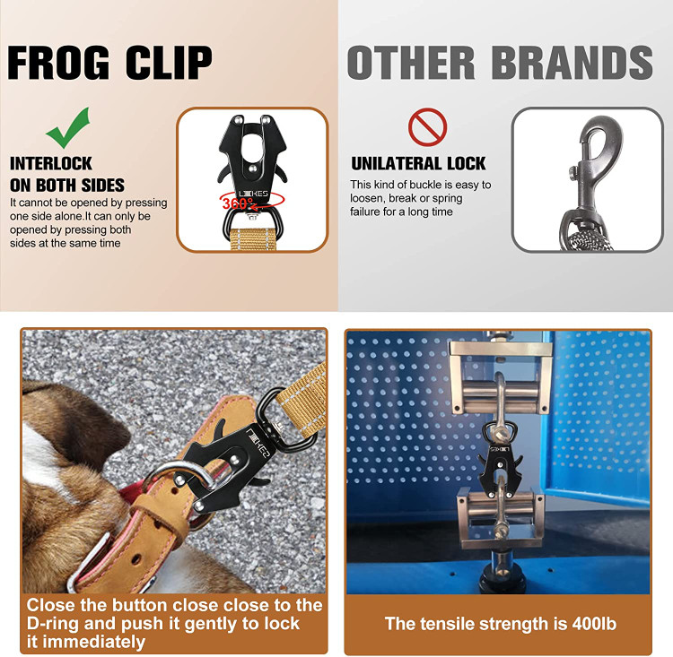 گیره قورباغه کوچک LIIIIIIKES: سگک بند سگ قفل دار و سریع با قابلیت چرخش قابل انعطاف، مجهز به چرخش 360 درجه در همه جهات برای جلوگیری از گره خوردن زنجیر و عدم لیز خوردن یا شل شدن هنگام کشیدن