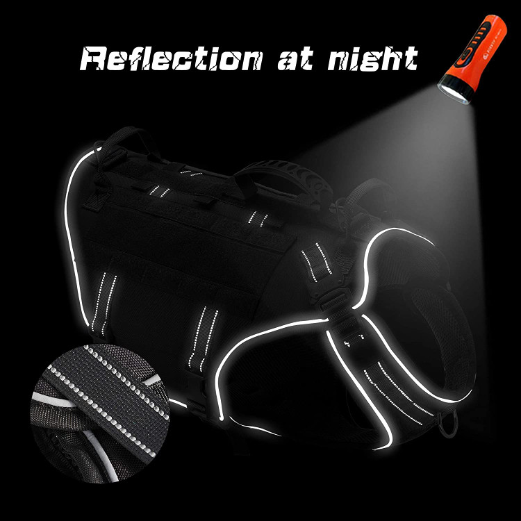 2 دسته نایلونی بادوام می توانند به راحتی جلیقه نظامی را هنگام راه رفتن در میان جمعیت بگیرند یا سگ را بلند کنند بدون اینکه پای سگ زخمی شود.