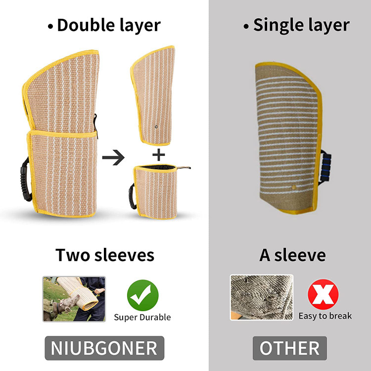 آستین دولایه گاز گرفتن سگ، تجهیزات آموزشی حرفه ای با دوام سگ گزیدگی، اسباب بازی یدک کش گاز گرفتن سگ، استیک تحریک کننده حمله سگ برای K9 Pitbull German Shepherd (سگ متوسط تا بزرگ)