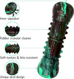 سگ شما با یک حس رضایت بخش با جویدن این اسباب بازی بی نظیر به شکل جمجمه را دوست خواهد داشت! این اسباببازی جویدن سگ میتواند دندانهای سگ را تمیز کند