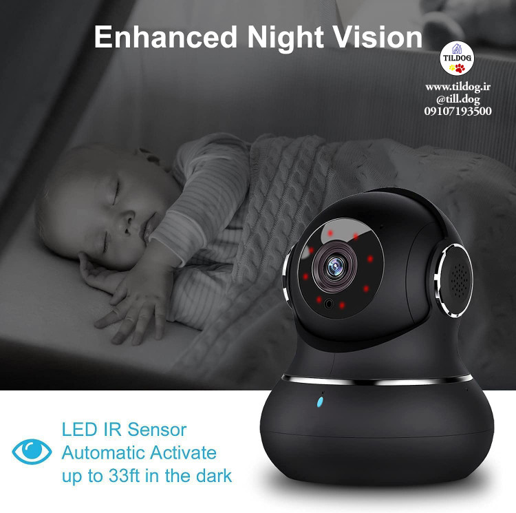 این دوربین وای فای زاویه دید وسیع تری را با عملکرد افقی 360 درجه و عمودی 110 درجه برای پوشش کامل خانه شما، بدون نقطه کور فراهم می کند.