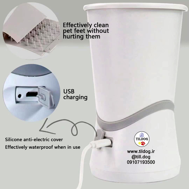 داخل لیوان پاک کننده پای حیوان خانگی ما با یک پد برس نرم سیلیکونی قابل جابجایی پوشانده شده است که می تواند به حیوانات خانگی شما یک آبگرم خوب برای پنجه شما بدهد بدون اینکه به آنها آسیب برساند. موهای سیلیکونی ملایم به از بین بردن کثیفی پنجه سگ کمک می کند