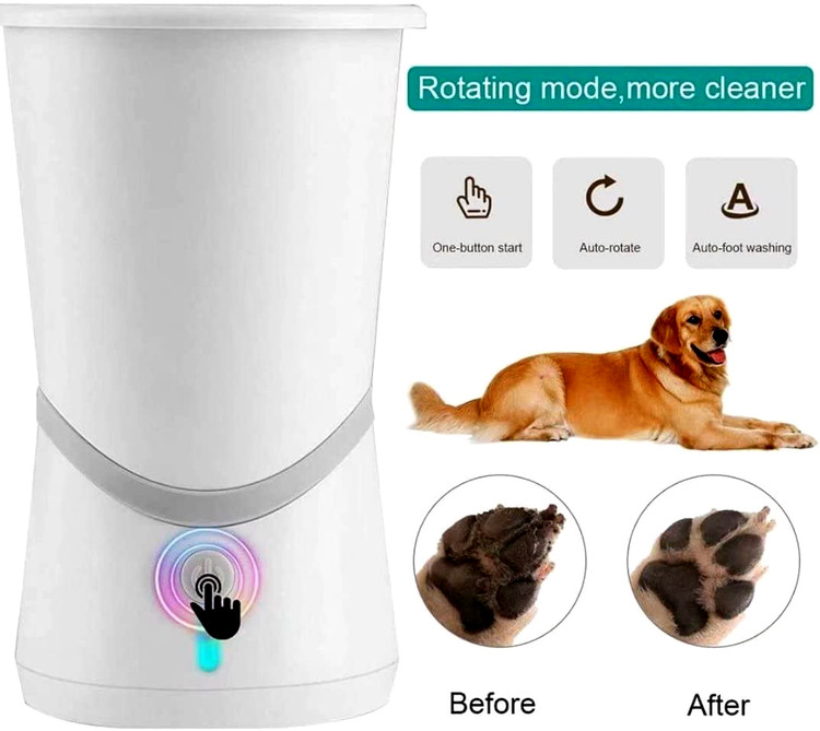 تنها با یک لمس دکمه می توان به سرعت و به طور خودکار پاهای حیوانات خانگی را به صورت 360 درجه شسته و باعث تمیزی بیشتر پنجه های حیوانات خانگی شود.