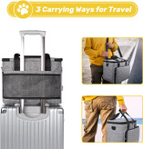 کیف مسافرتی سگ برای لوازم، نیازهای هر حیوان خانگی را در یک مکان نگه می دارد. طراحی شده با محفظه های بزرگ برای نگهداری غذای سگ، اسباب بازی، پوشک و موارد دیگر، همچنین جیب های کناری برای نگهداری کیسه های مدفوع