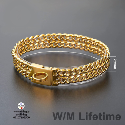 قلاده زنجیر سگ 18 عیار طلایی مادام العمر برند: W/W lifetime کد : ST 400