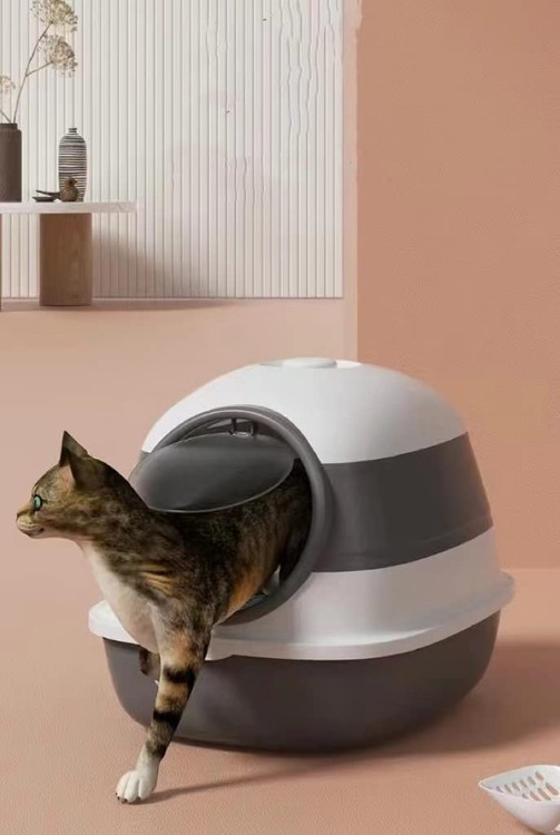 بزرگ با درب، جعبه بستر گربه تاشو با کفگیر خاک گربه، قابل حمل بسته بستر گربه ضد پاشیده شدن، تمیز کردن آسان و بدون بو