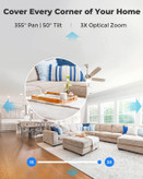 این دوربین PTZ WiFi می تواند 355 درجه افقی و 50 درجه عمودی بچرخد