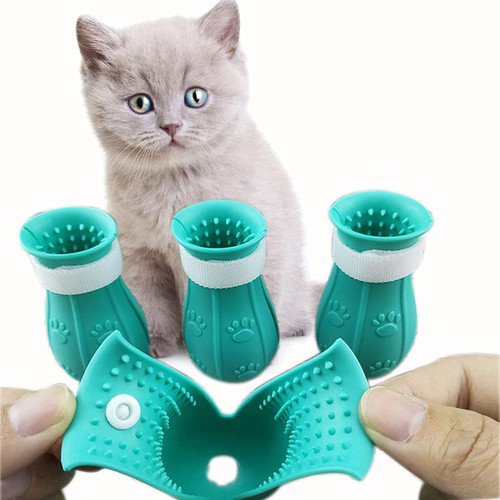 چکمههای ضد خش Cat فقط برای گربهها، کفشهای ضد خش قابل تنظیم سیلیکونی برای محافظ خراش گربه، در اندازههای مختلف برای حمام کردن و اصلاح گربه