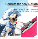 این لباس سگ 3 لایه، همه کاره و شیک است. یک طرف پارچه گرم و نرم است و طرف دیگر پارچه پلی استر، ضد باد و مواد دافع آب است