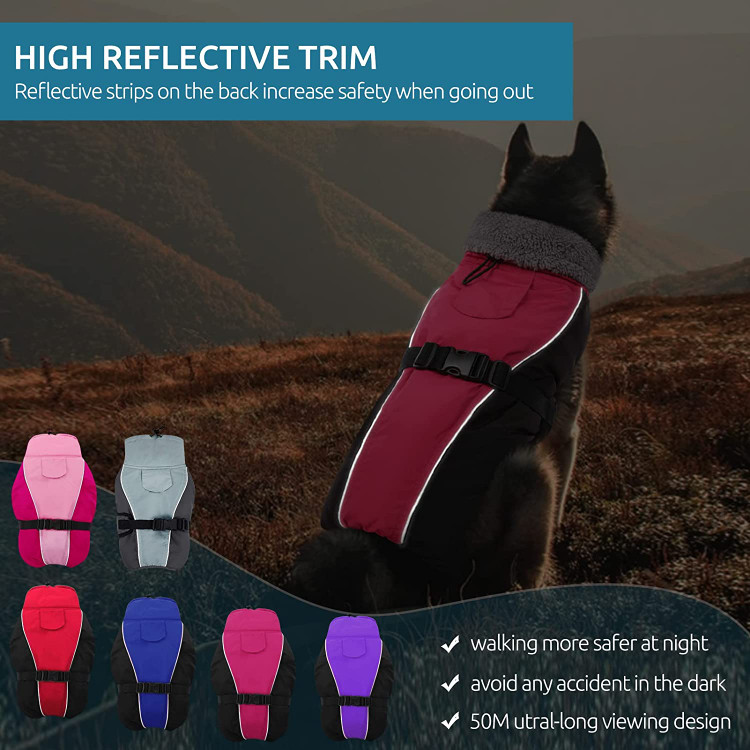 یقه قابل تنظیم کت گرم همراه با خز است که حیوان خانگی شما را در زمستان گرم نگه می دارد