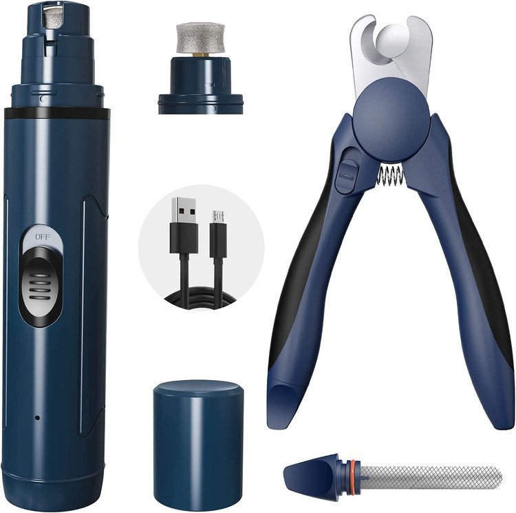 ناخنگیر برقی سگ LALIPODA ارتقا یافته، ناخنگیر حرفهای 2 سرعته قابل شارژ برای حیوانات خانگی با گیره، کم صدا و آرام، نظافت پنجهها و صافکننده برای سگها و گربههای کوچک متوسط بزرگ