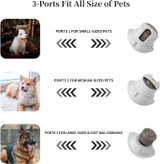 ناخن گیر حیوان خانگی ما مجهز به 3 درگاه سنگ زنی، 3 پورت مناسب برای انواع حیوانات خانگی از حیوانات خانگی کوچک، متوسط یا بزرگ.