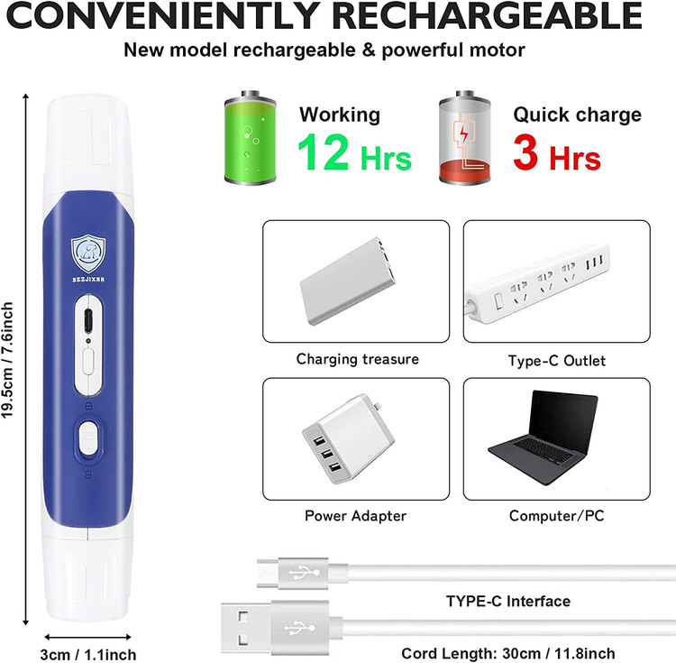 آسیاب ناخن دو در یک BEZJIXHH ظاهری مات دارد، یک طرف آن ناخن گیر است که از فولاد با سختی بالا ساخته شده است، طرف دیگر آسیاب ناخن است که از یک آسیاب پیشرفته درام الماسی استفاده می کند