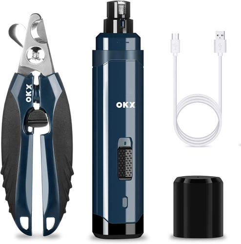 ناخن گیر سگ OKX ، ناخن گیر حرفه ای برقی 2 سرعته شارژی کم صدا برای نظافت و صاف کردن پنجه های بدون درد برای سگ ها و گربه های کوچک متوسط بزرگ