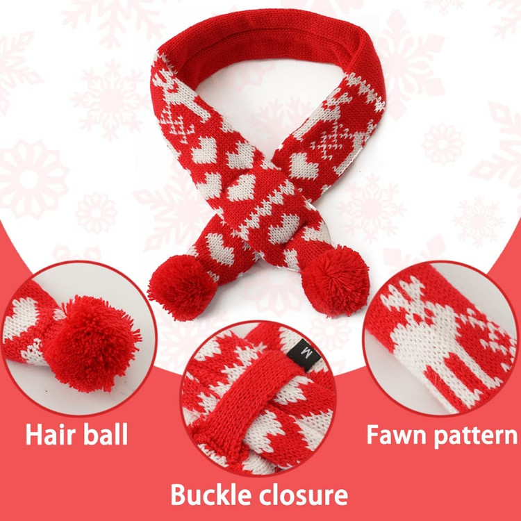 】 ست کلاه و روسری کریسمس سگ از پارچه بافتنی ساخته شده است