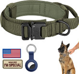 ست قلاده سگ تاکتیکی DAGANXI، قلاده سگ نایلونی آموزش نظامی قابل تنظیم با دسته کنترلی و سگک فلزی سنگین برای سگ های متوسط و بزرگ، با وصله ها و قاب ایربگ ها