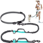 بند/لید سگ بدون دست جمع شونده AM ANNA با بانجی دوگانه برای سگها تا وزن 150 پوند، کمربند کمری قابل تنظیم، بند دوخت انعکاسی برای دویدن پیادهروی پیادهروی آهسته دویدن دوچرخهسواری