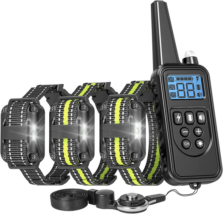 قلاده آموزش برای 3 سگ، قلاده شوک سگ برد 2600 فوت با قلاده سگ الکترونیکی ضدآب از راه دور برای سگ های متوسط و بزرگ