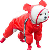 لباس ضد آب بارانی سگ برای حیوانات خانگی با کلاه شفاف و پوشش کامل بدن چهار پا