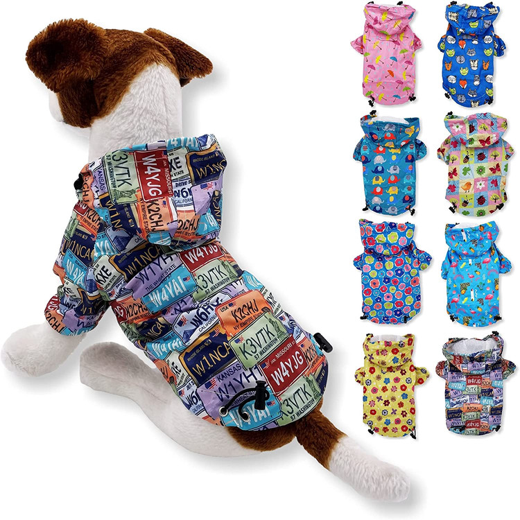 کاپیشن بارانی ضد آب سگ وگربه ، کت بارانی سگ برای توله سگ گربه خانگی کوچک (XXS: طول - 8 اینچ فلامینگو آبی)