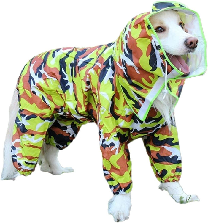 کاپیشن بارانی سگ بزرگ حیوان خانگی لباس ضد آب در فضای باز شنل سرپوش دار برای سگ های کوچک بزرگ لباس کت بارانی لابرادور