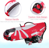 بسته شدن راحت Velcro و سگک های آزاد کننده سریع در اطراف گردن و بدنه شناور نجات به شما این امکان را می دهد که با توجه به اندازه سگ تنظیم شده و برای حداکثر ایمنی محکم نگه دارید