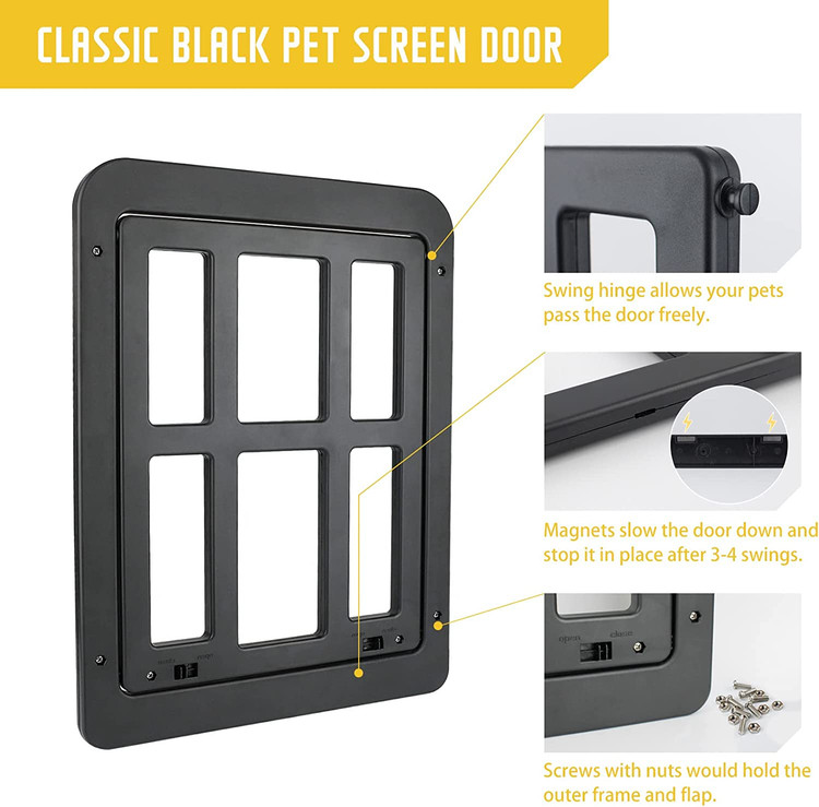 این درب صفحهنمایش حیوان خانگی از طراحی تعلیق استفاده میکند که از مشکلات شکستگی صفحه داخلی که به راحتی در محصول قدیمی ظاهر میشود جلوگیری میکند.