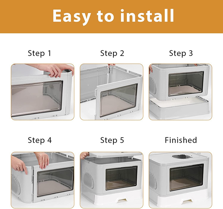 سینی بستر تاشوی گربه از PP و PS با کیفیت بالا ساخته شده است که مواد سازگار با محیط زیست، غیر سمی و بی مزه هستند