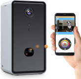 دوربین حیوان خانگی با دیسپنسر و پرتاب برای سگ گربه، وای فای، دوربین 1080P، ویدیوی زنده، دید در شب خودکار، صدای دو طرفه، سازگار با الکسا