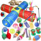 تونل 4 طرفه گربه جمع شونده، برای گربه های داخل ساختمان، اسباب بازی پر گربه تعاملی پرزدار موش توپ چروک اسباب بازی برای گربه توله سگ بچه گربه خرگوش گربه