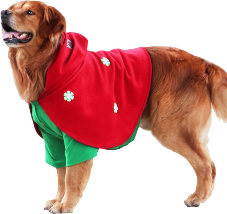 لباس شنل سگ کریسمس FLAdorepet برای سگ بزرگ، لباس بابا نوئل حیوان خانگی، کت شنل سگ زمستانی در هوای سرد