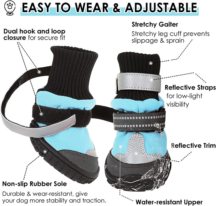 لطفاً پنجه جلو و عقب سگ خود را اندازه بگیرید و برای اطمینان از راحتی، اندازه بزرگتر را انتخاب کنید