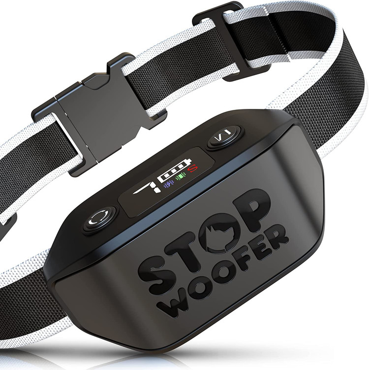قلاده ضد پارس سگ STOPWOOFER - بدون شوک، بدون درد - قلاده پارس قابل شارژ برای سگ های کوچک، متوسط و بزرگ - با 2 حالت لرزش و بیپ