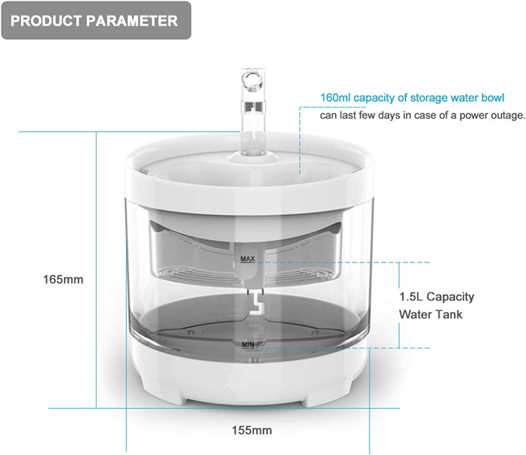 نیازی به پر کردن مکرر آب نیست، آب ذخیره می تواند حدود 5 روز دوام بیاورد. بنابراین می توانید برای چند روز بدون نگرانی از حیوانات خانگی دوست داشتنی خود بیرون بروید