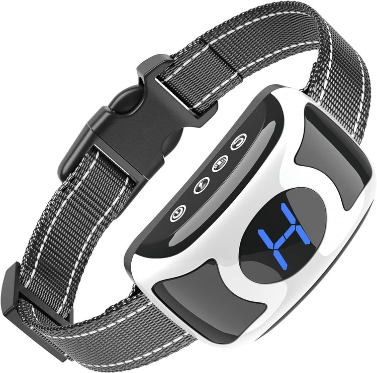 قلاده پوست انسان با 4 حالت این قلاده پارس سگ دارای حالت های بوق، لرزش، بیپ + لرزش و شوک است. 4 سطح حساسیت قابل تنظیم؛ نمایشگر رنگی هوشمند به وضوح سطح حساسیت را نشان میدهد