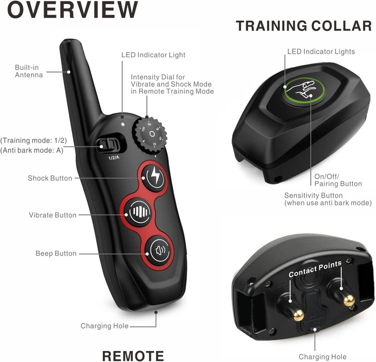 کنترل از راه دور آسان برای تغییر یا حالت ضد پارس، ایدهآل برای استفاده در فضای باز یا داخلی، کنترل از راه دور 1300 فوت دامنه.