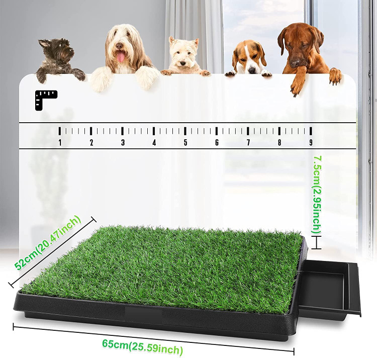 سینی زباله قابل جابجایی در پایین، ادرار را جمع آوری می کند و تشک چمن را خشک نگه می دارد و انتقال بو را به حداقل می رساند.