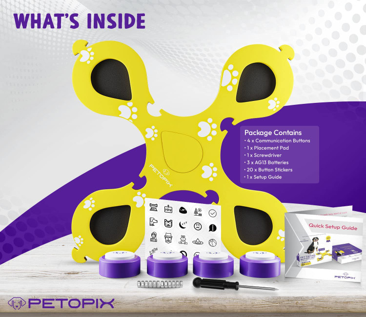 به سگ یا گربه خود بیاموزید که کلمات/عبارات را یاد بگیرد و با استفاده از دکمه های سگ ما برای ارتباط با شما صحبت کند