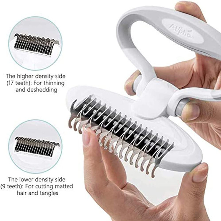 دندان های بیرونی گرد بدون خراش به آرامی پوست حیوان خانگی را ماساژ دهید. در همین حال، سمت داخلی دندان ها به اندازه کافی تیز است تا به راحتی سخت ترین تشک ها، گره ها و گره ها را برش دهد.