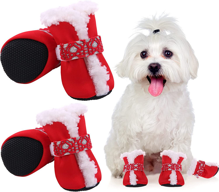 چکمههای زمستانی سگ ( کفشهای با زیره ضدآب ضد لغزش و بند قابل تنظیم ) برند : AOFITEE کد : K 805