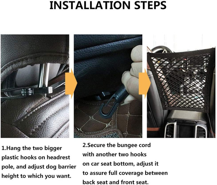 با 4 بند الاستیک، می توانید این مانع حیوان خانگی را در ماشین، ون و SUV، تقریباً همه وسایل نقلیه نصب کنید