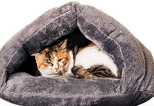 تخت خواب آرام گربه حیوان خانگی پت مثلثی غار تخت پرتابل آشیانه گربه تخت خواب خانه حیوان خانگی تخت دنج کوسن حیوان خانگی تخت خواب شیک خود گرم شونده کیسه خواب گربه تخت خواب نرم تونلی پت برای توله سگ های گربه کوچک